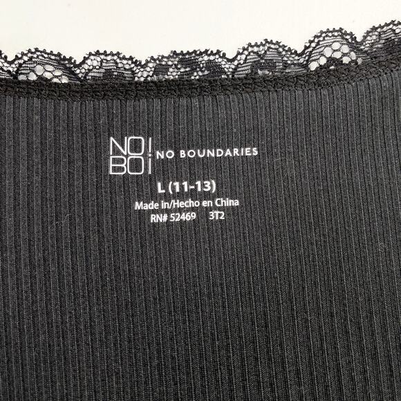 No Boundaries Juniors Top‎ Size L Lace Trim Ribbed Girly Grunge Emo Edgy Y2K - Picture 7 of 11